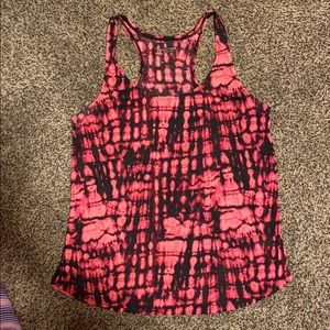 Pink and black tye dye tank top, size large.
